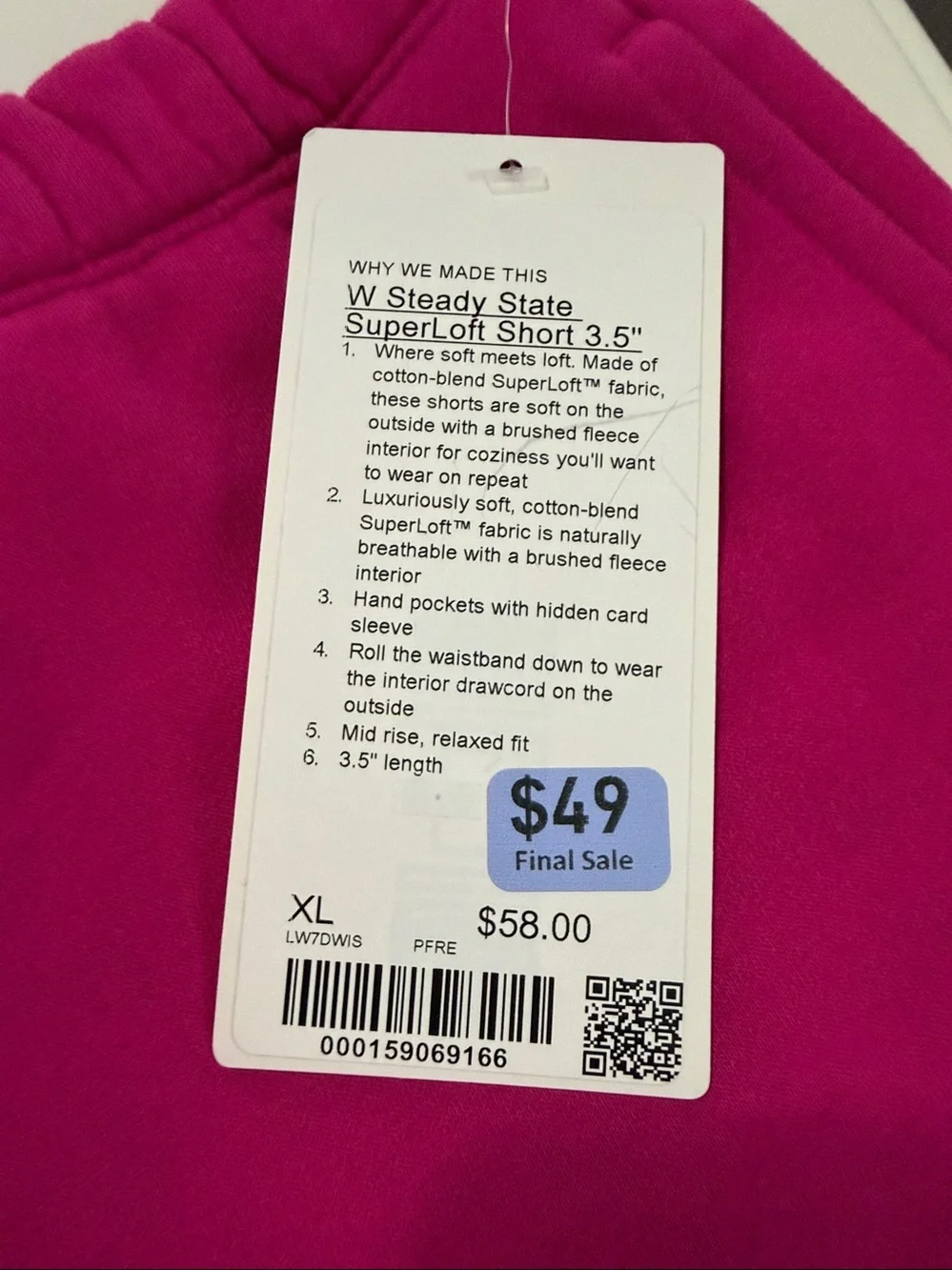 Lululemon - W Steady State SuperLoft Short 3.5” - Size XL - NWT